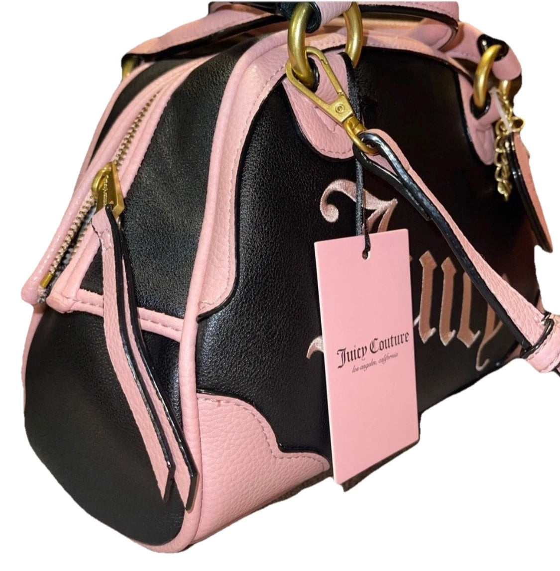 New Viral Juicy Couture Urban Heritage Bowler Bag Faux Leather Liquorice