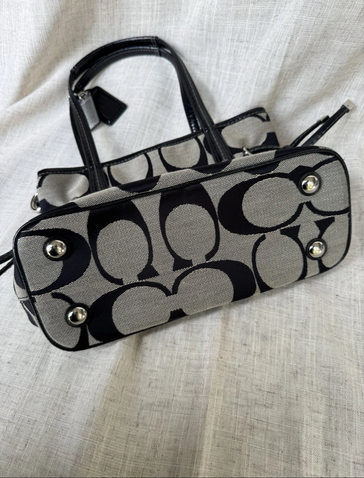 Y2K Rare Coach Signature Jacquard Zip Mini Tote Bag