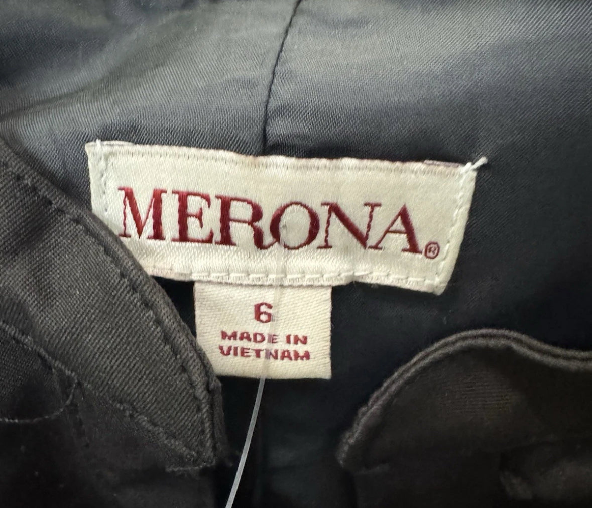 Merona Black Ruffle Button Front Midi Dress Lined Size 6