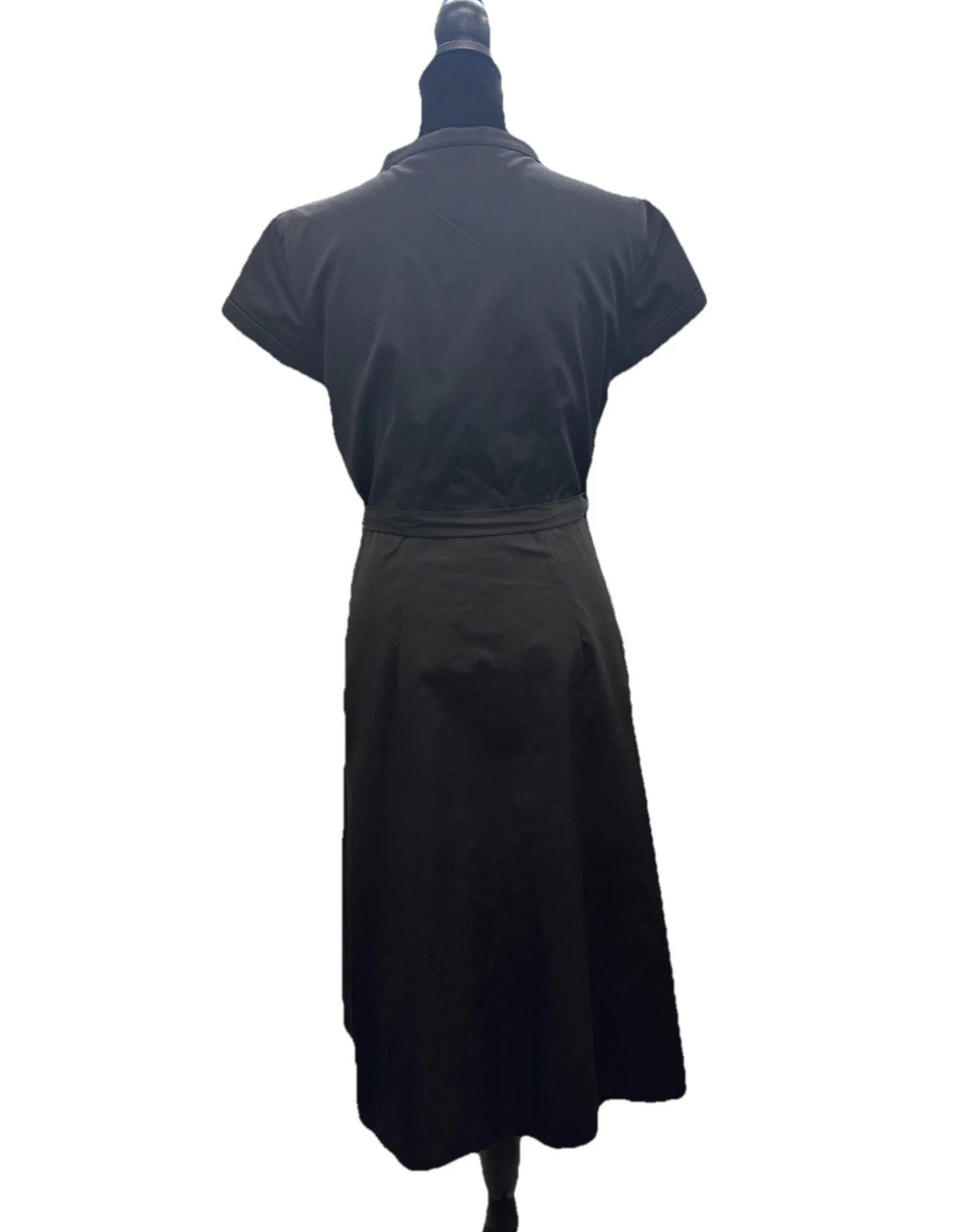 Merona Black Ruffle Button Front Midi Dress Lined Size 6