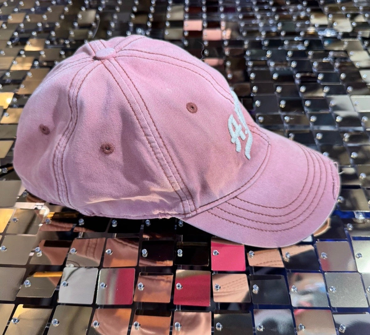 Vintage Y2K Abercrombie & Fitch Hat Fitted Cap Pink Distressed Small/medium