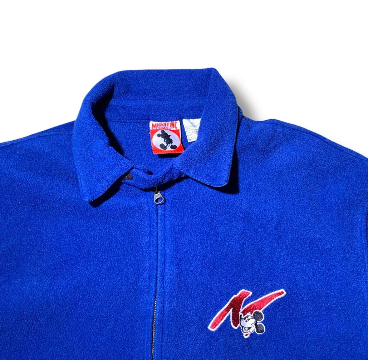 Disney Mickey Mouse Vintage Embroidered Blue Pockets Zip SZ L Sold Only In Parks