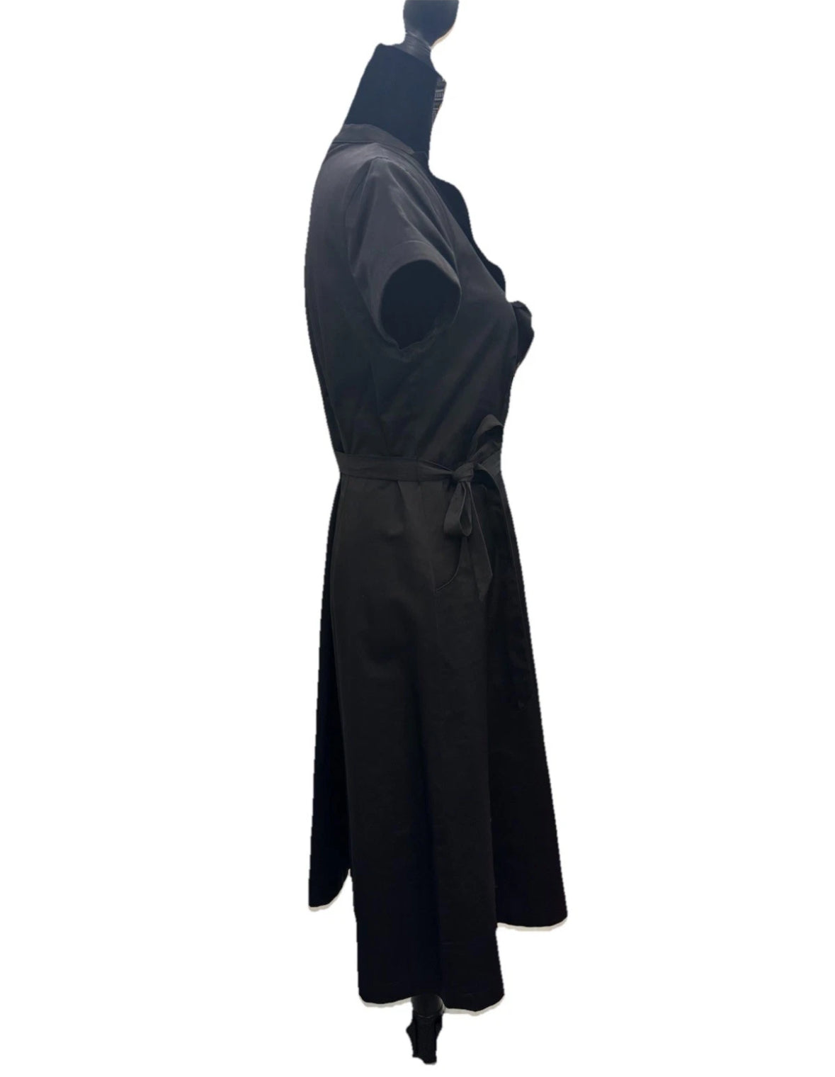 Merona Black Ruffle Button Front Midi Dress Lined Size 6