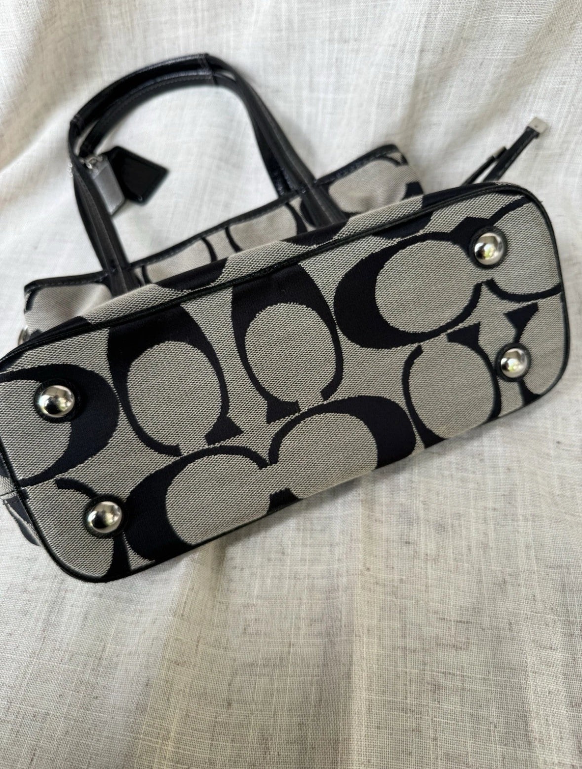 Y2K Rare Coach Signature Jacquard Zip Mini Tote Bag