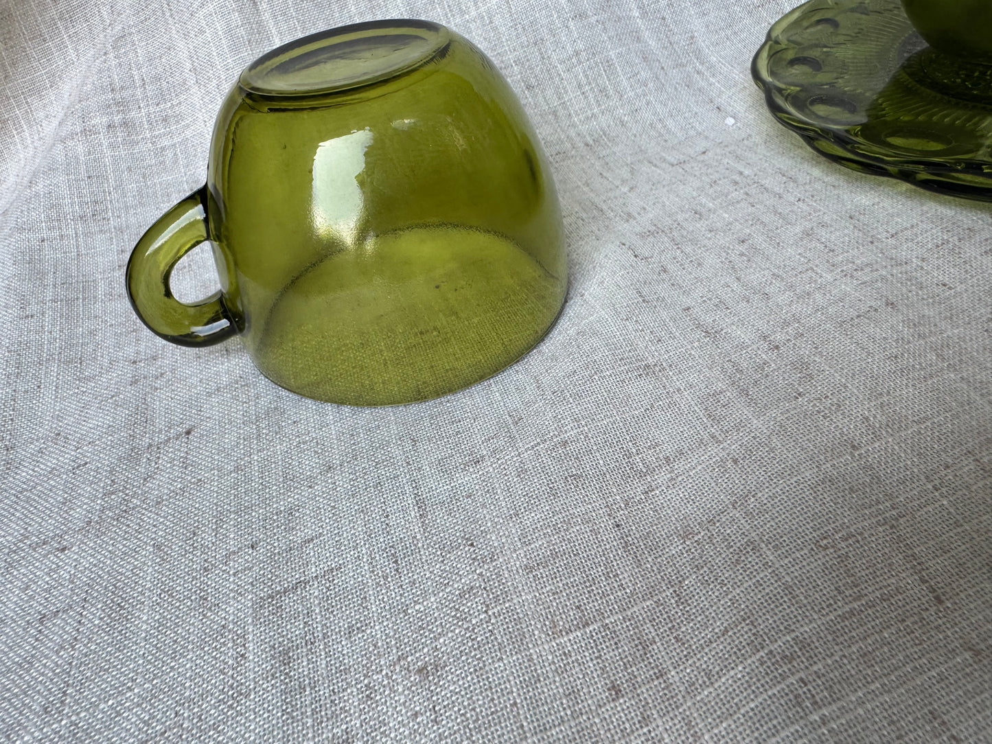 Vintage Green Set of 2 Forest Glassware Indiana Glass Tea Cup Punch Plain 2.5"