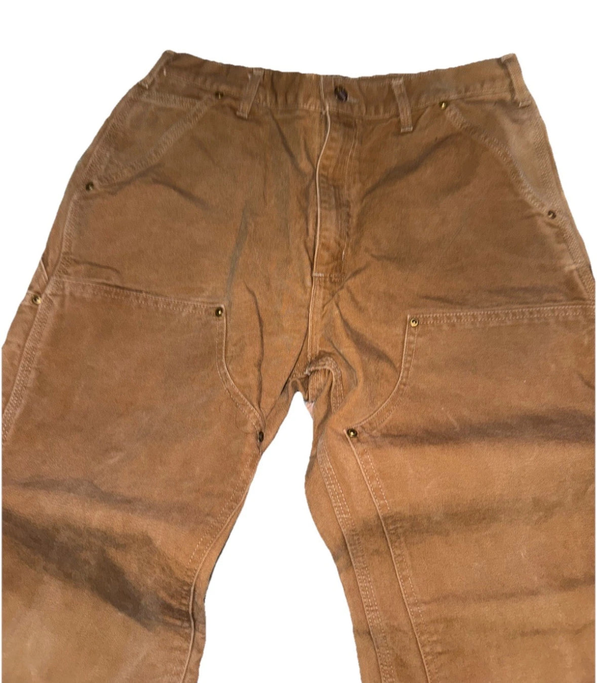 VTG 90s 1998 CARHARTT B01 USA Men's 33 x 34 Brown Duck Double Knee Work Pants