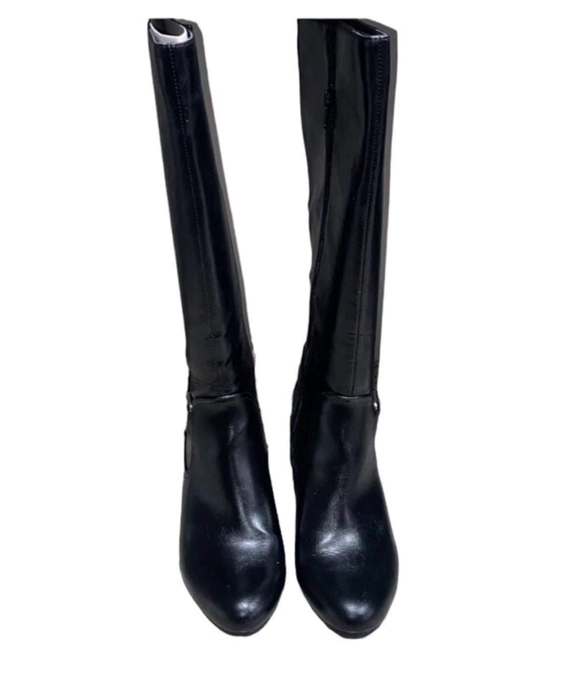 Y2K LIFE STRIDE MARTA Womens Black Leather Zipper Tall Boots Block Heel SZ 8 M