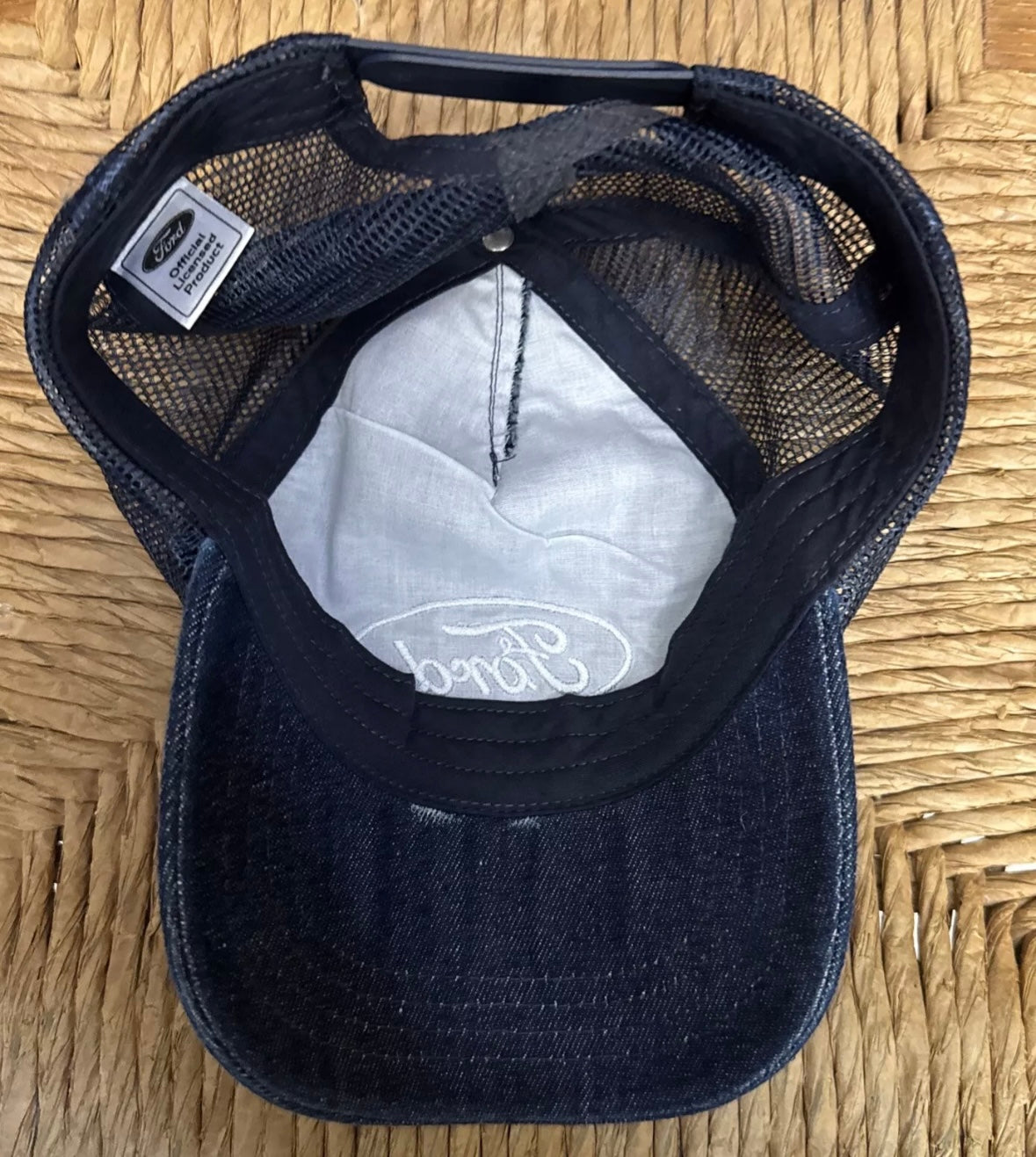 NEW FORD Officially Licensed Denim Trucker Hat Snapback Cap Embroidered NWOT
