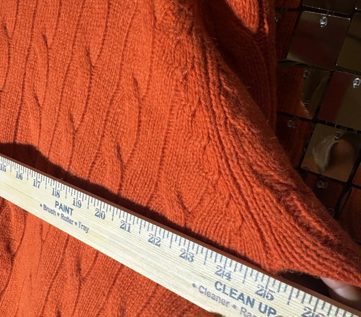 VTG Abercrombie & Fitch Shetland Wool Knit Sweater XL Orange V-Neck Pullover