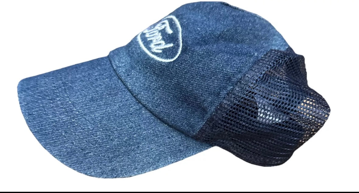 NEW FORD Officially Licensed Denim Trucker Hat Snapback Cap Embroidered NWOT