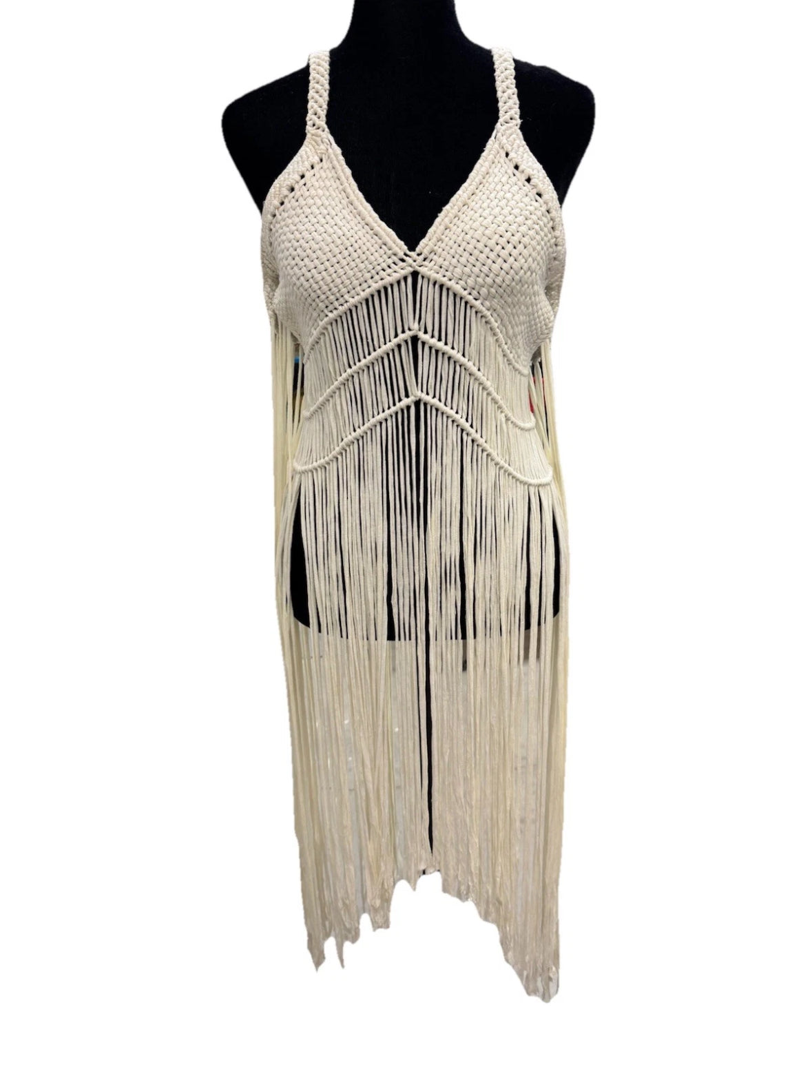 Macrame Beach Cover up dress handmade one of a kind piece fashion statement