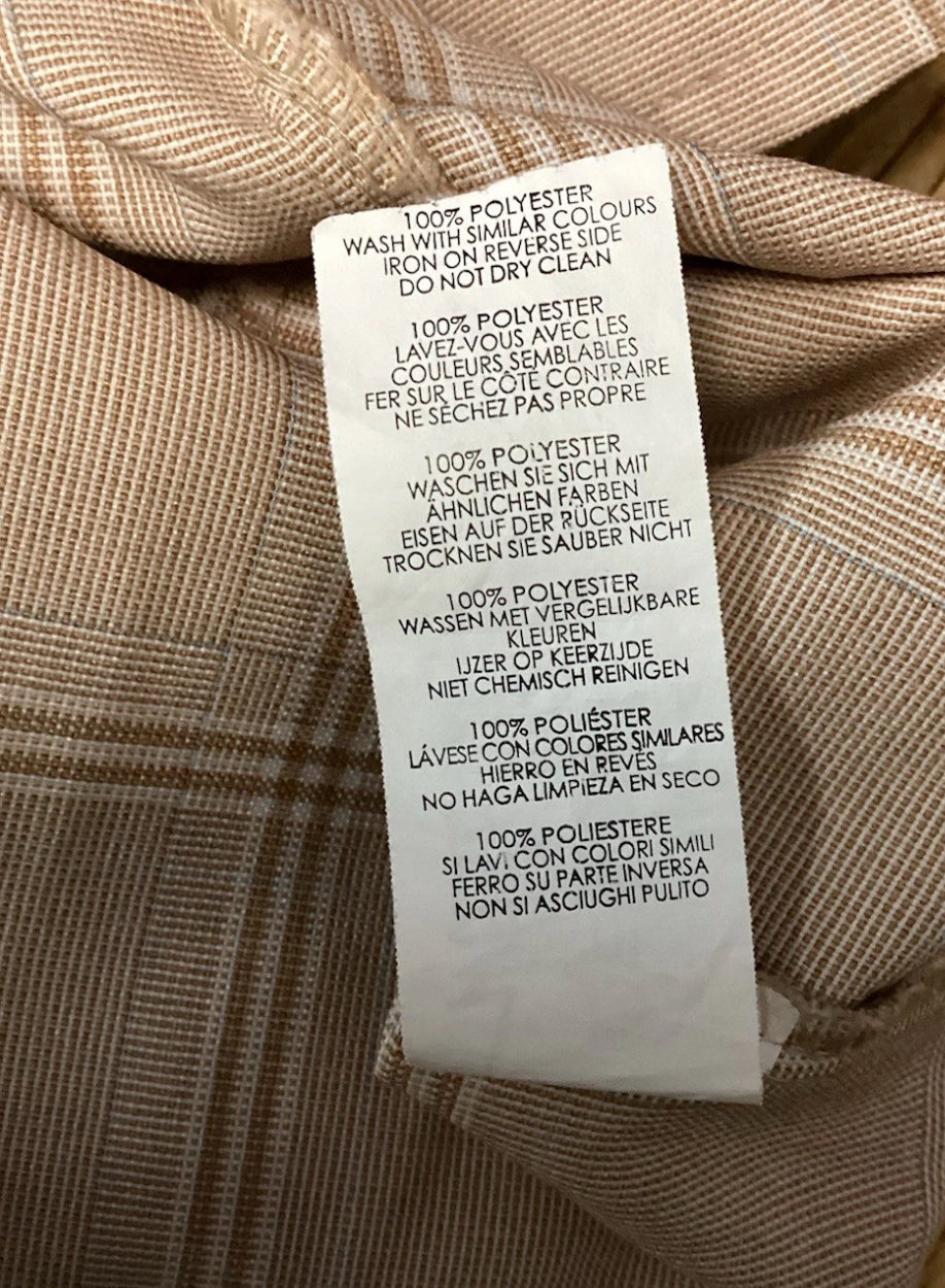 Nasty Gal Beige White Check Plaid Split Hem Mini Skirt Size 2 Back zipper