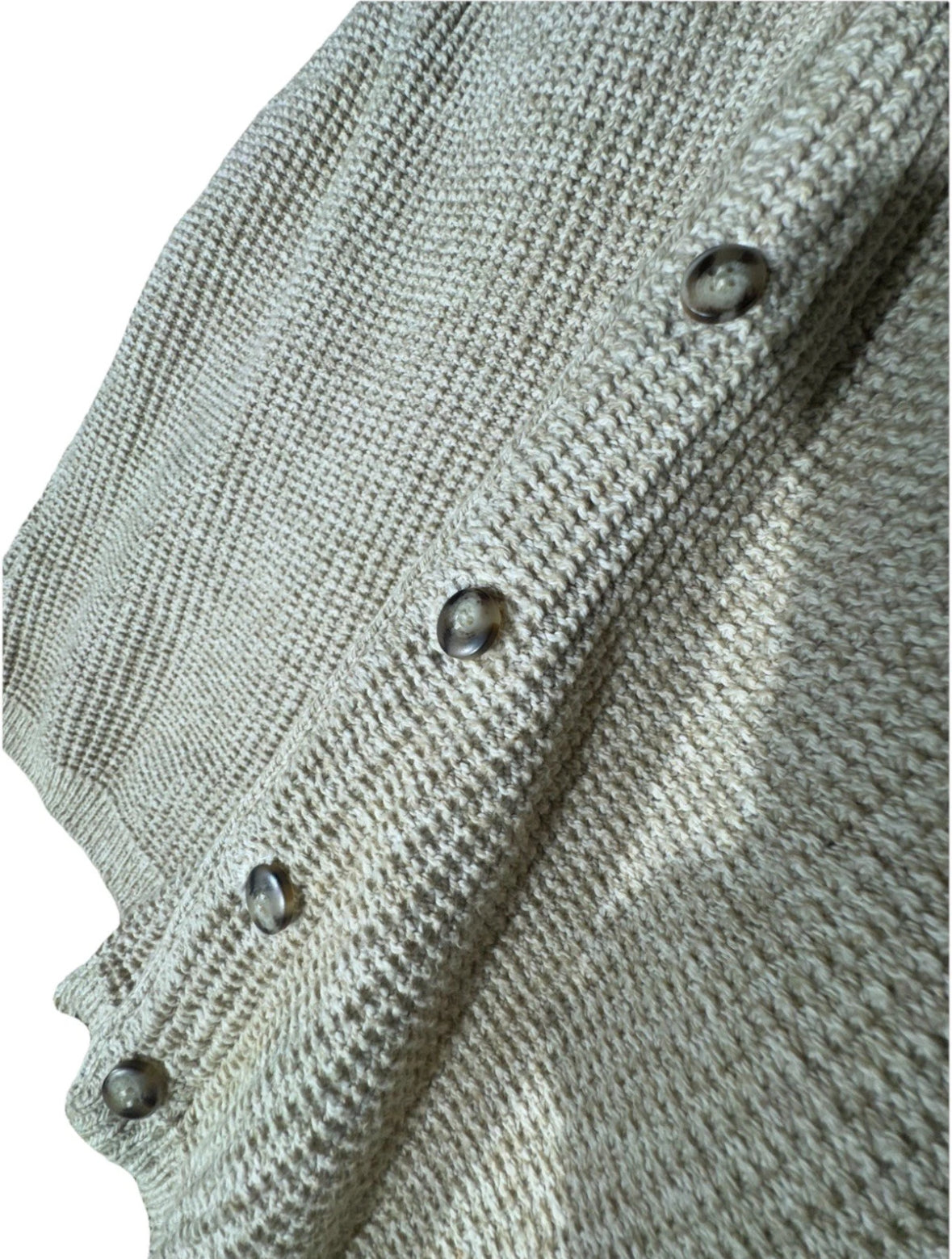 Vtg 90s Eddie Bauer Sweater Vest Cardigan Beige Chunky Knit Made in USA Mens M