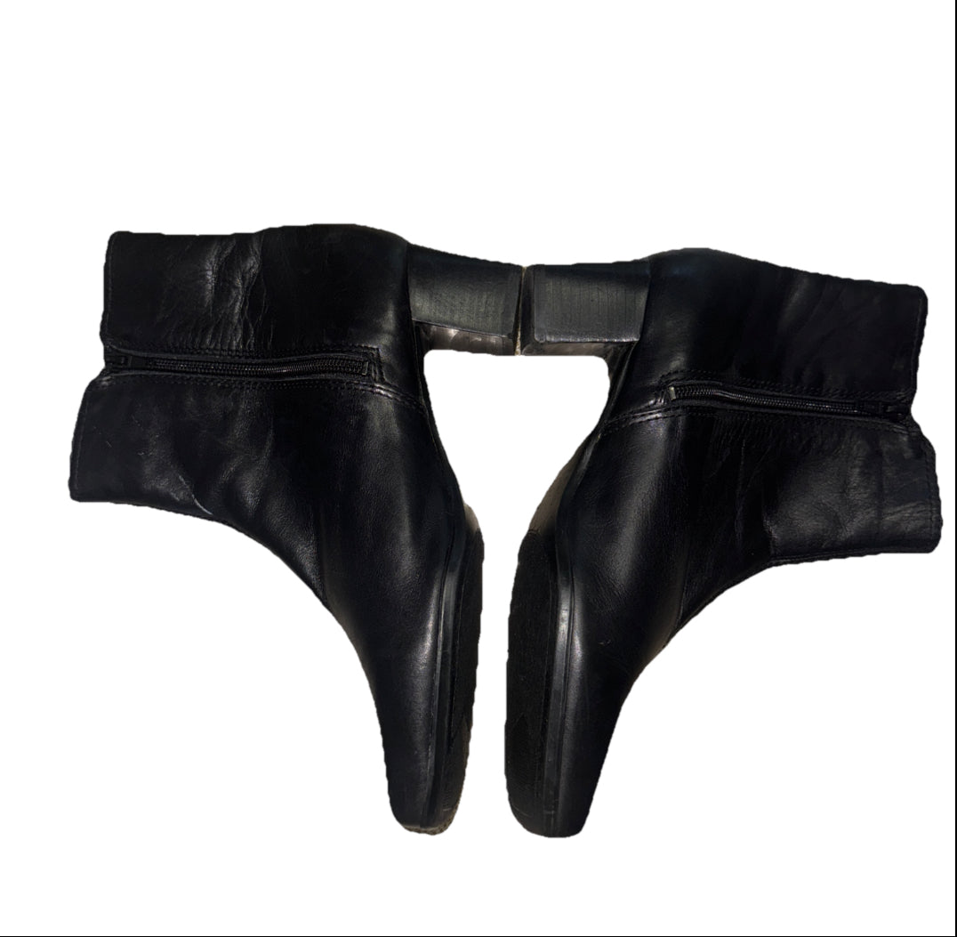 NINE WEST Retro Y2K VINTAGE Leather Mid Calf Booties Boots Bohemian Casual 7W