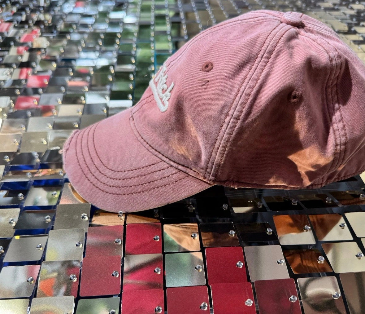 Vintage Y2K Abercrombie & Fitch Hat Fitted Cap Pink Distressed Small/medium