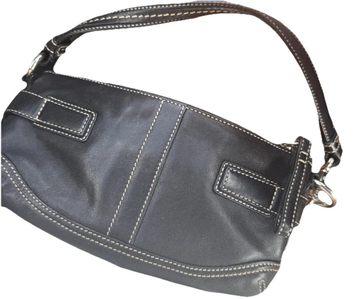 COACH Vintage 3551 Leather Mini Shoulder Bag w/ Strap & Bag Charm RARE Y2K