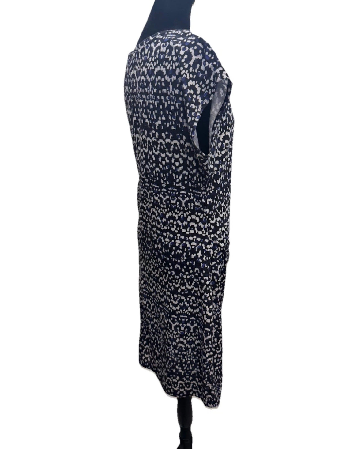 Nicole Miller Original Dress Womens M Black Blue White Speckled Side Knot Tie