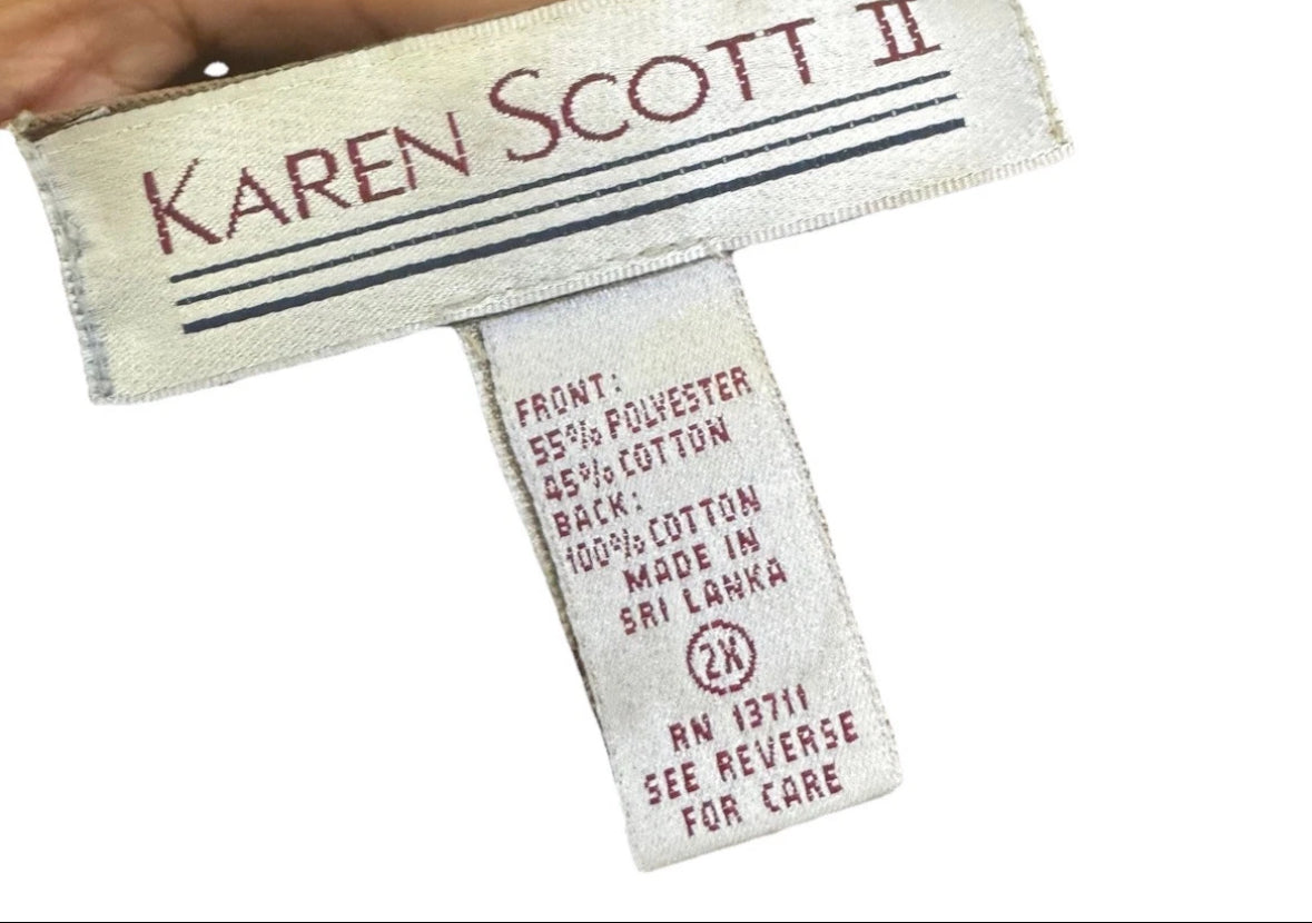 Vintage 90’s Karen Scott Western boots cactus Scene Tapestry Vest Sz XXL Rare