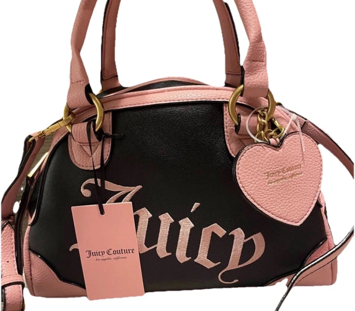 New Viral Juicy Couture Urban Heritage Bowler Bag Faux Leather Liquorice