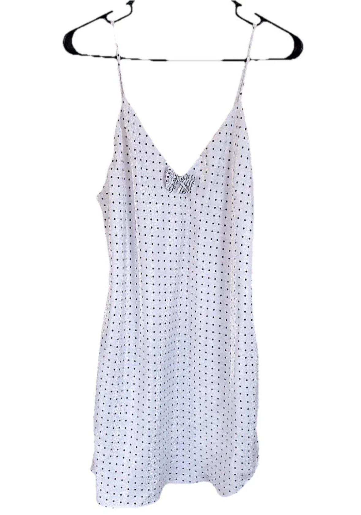 Y2K Vintage Beth Michaels Silky Satin black & white Babydoll Nightgown size M US