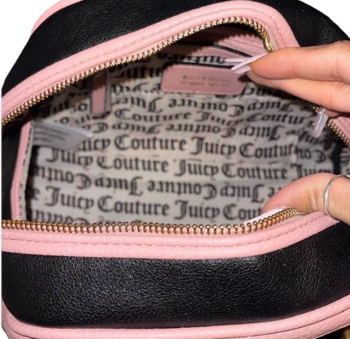 New Viral Juicy Couture Urban Heritage Bowler Bag Faux Leather Liquorice