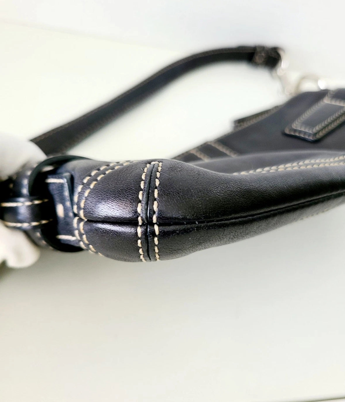 COACH Vintage 3551 Leather Mini Shoulder Bag w/ Strap & Bag Charm RARE Y2K