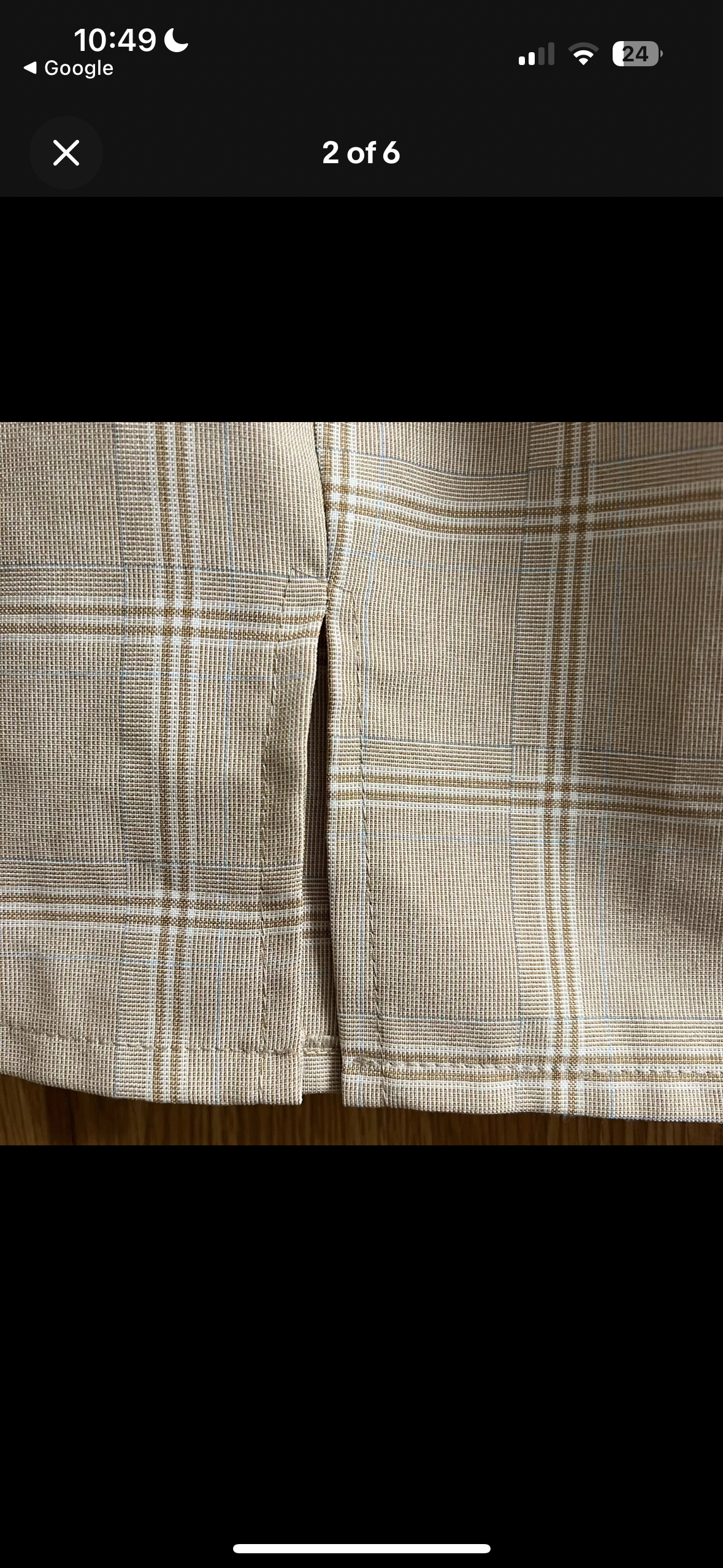 Nasty Gal Beige White Check Plaid Split Hem Mini Skirt Size 2 Back zipper