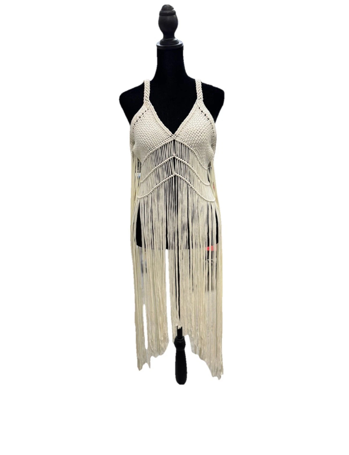 Macrame Beach Cover up dress handmade one of a kind piece fashion statement
