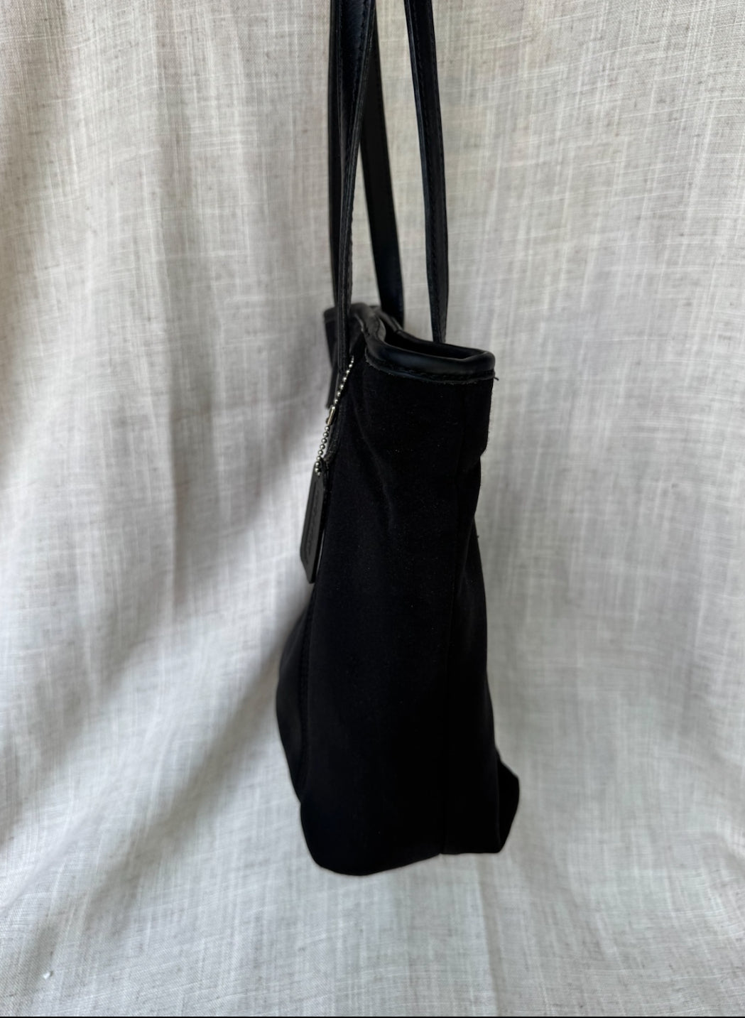 Y2K Coach New York Neoprene Tote Bag Black Leather Trim Zip Closure Purse