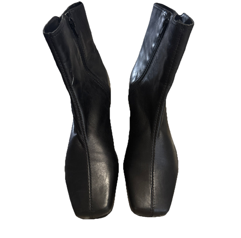 NINE WEST Retro Y2K VINTAGE Leather Mid Calf Booties Boots Bohemian Casual 7W
