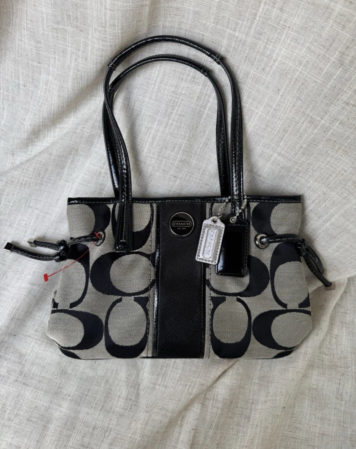 Y2K Rare Coach Signature Jacquard Zip Mini Tote Bag