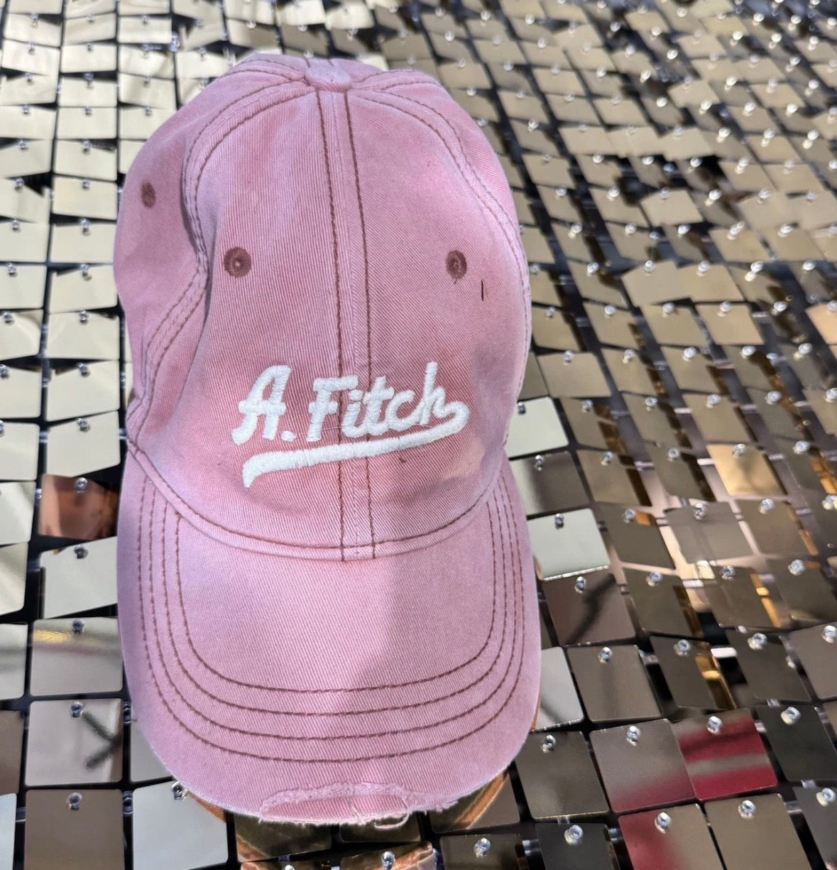 Vintage Y2K Abercrombie & Fitch Hat Fitted Cap Pink Distressed Small/medium
