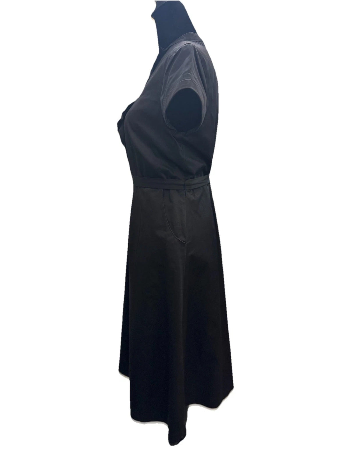 Merona Black Ruffle Button Front Midi Dress Lined Size 6