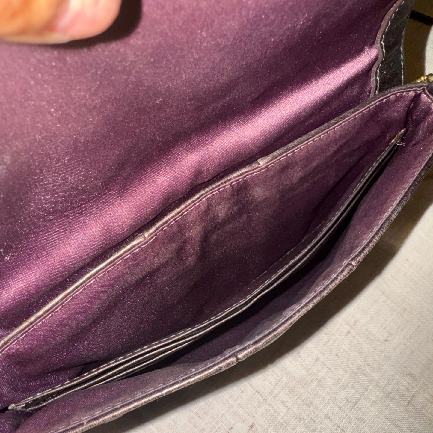 VINTAGE COACH Brown Metallic Leather Crossbody hipster organizer handbag