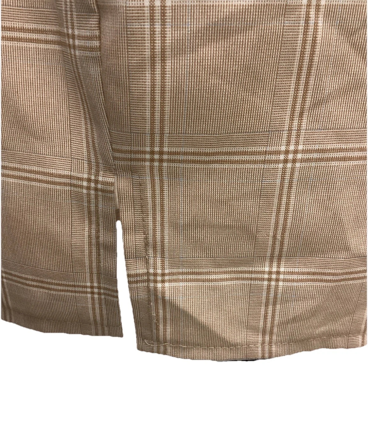 Nasty Gal Beige White Check Plaid Split Hem Mini Skirt Size 2 Back zipper