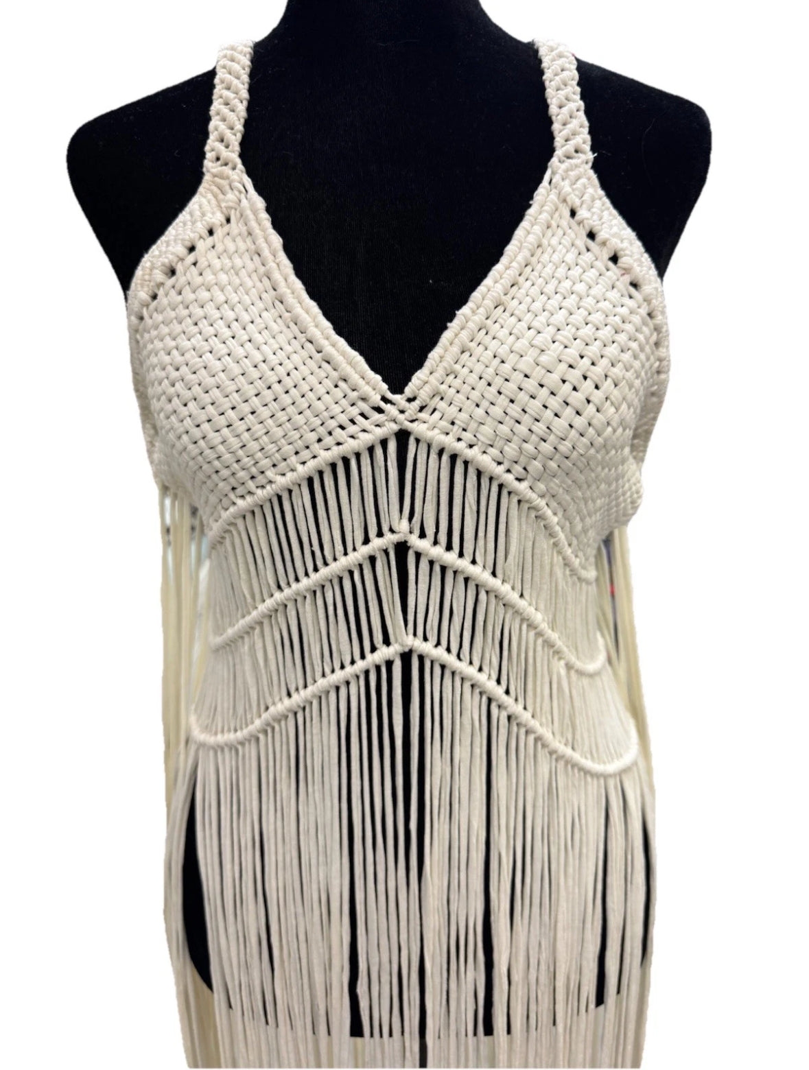 Macrame Beach Cover up dress handmade one of a kind piece fashion statement