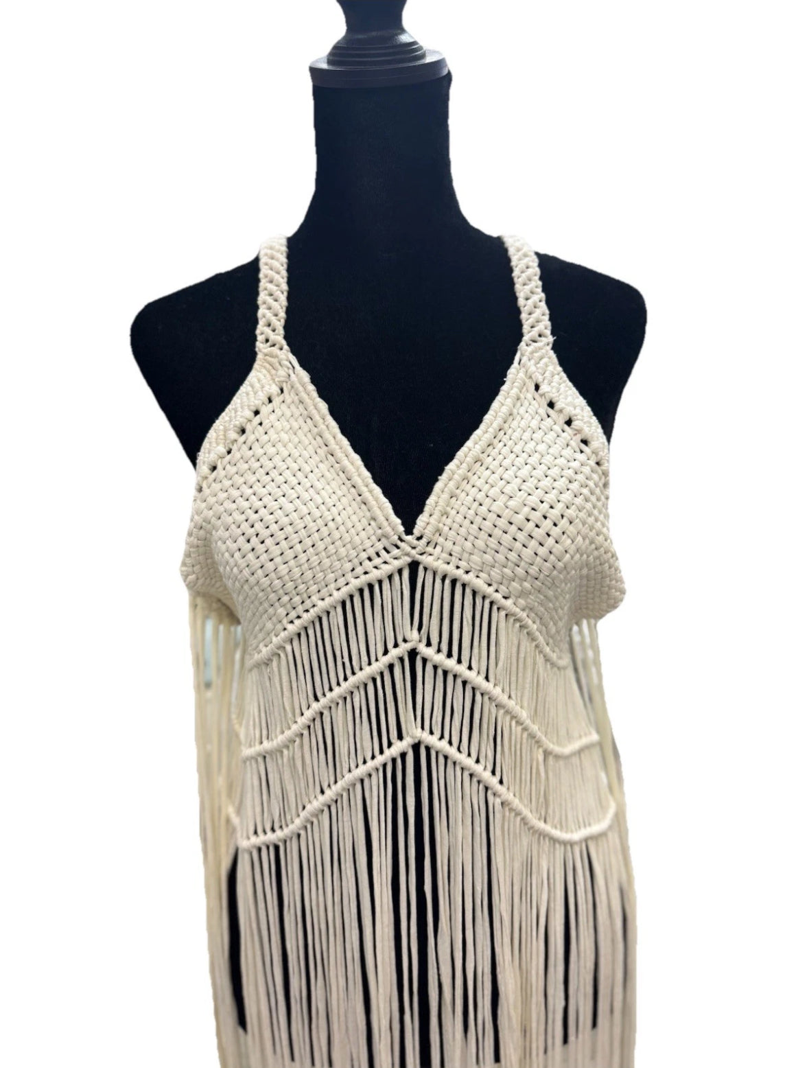 Macrame Beach Cover up dress handmade one of a kind piece fashion statement