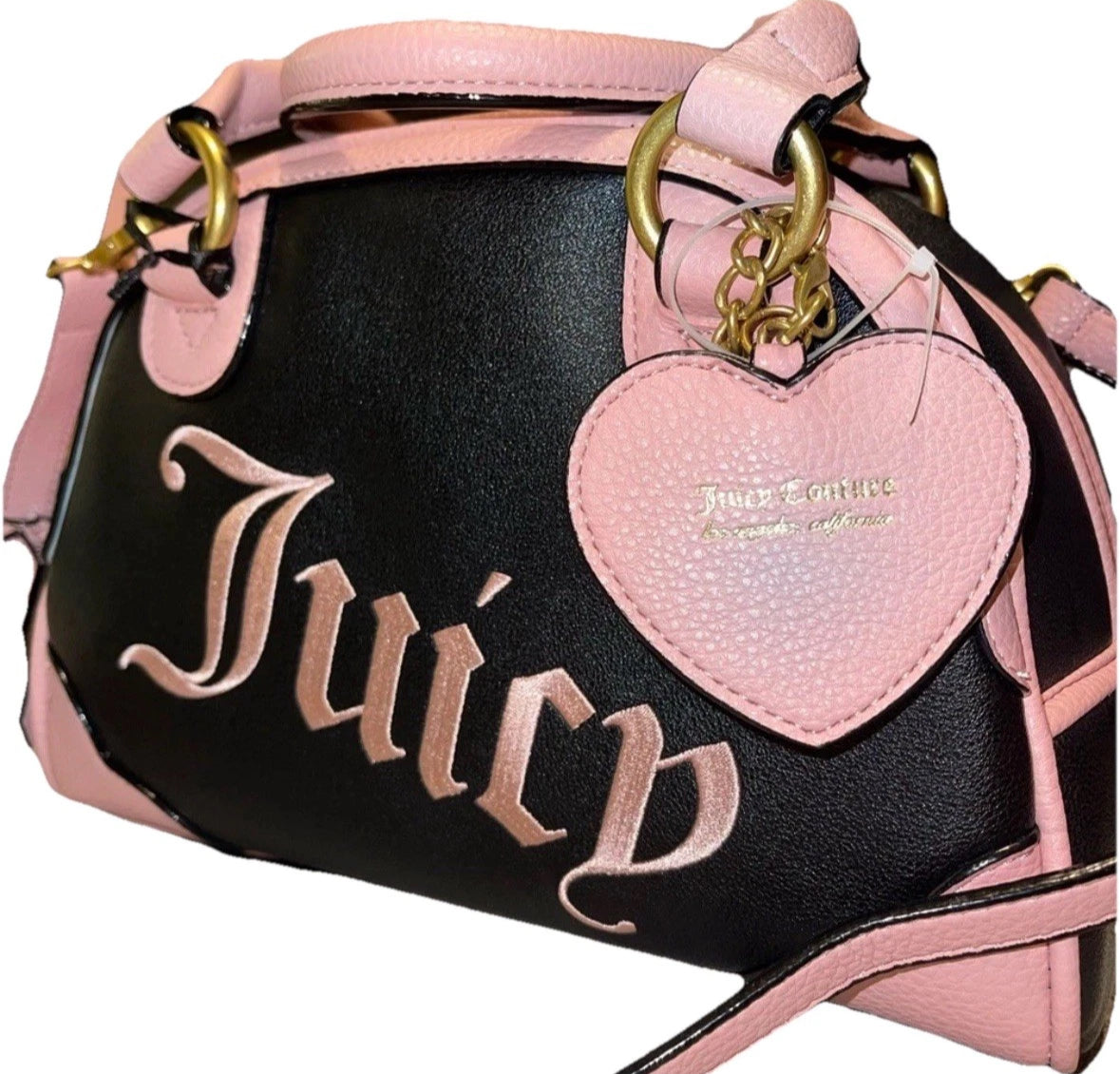 New Viral Juicy Couture Urban Heritage Bowler Bag Faux Leather Liquorice