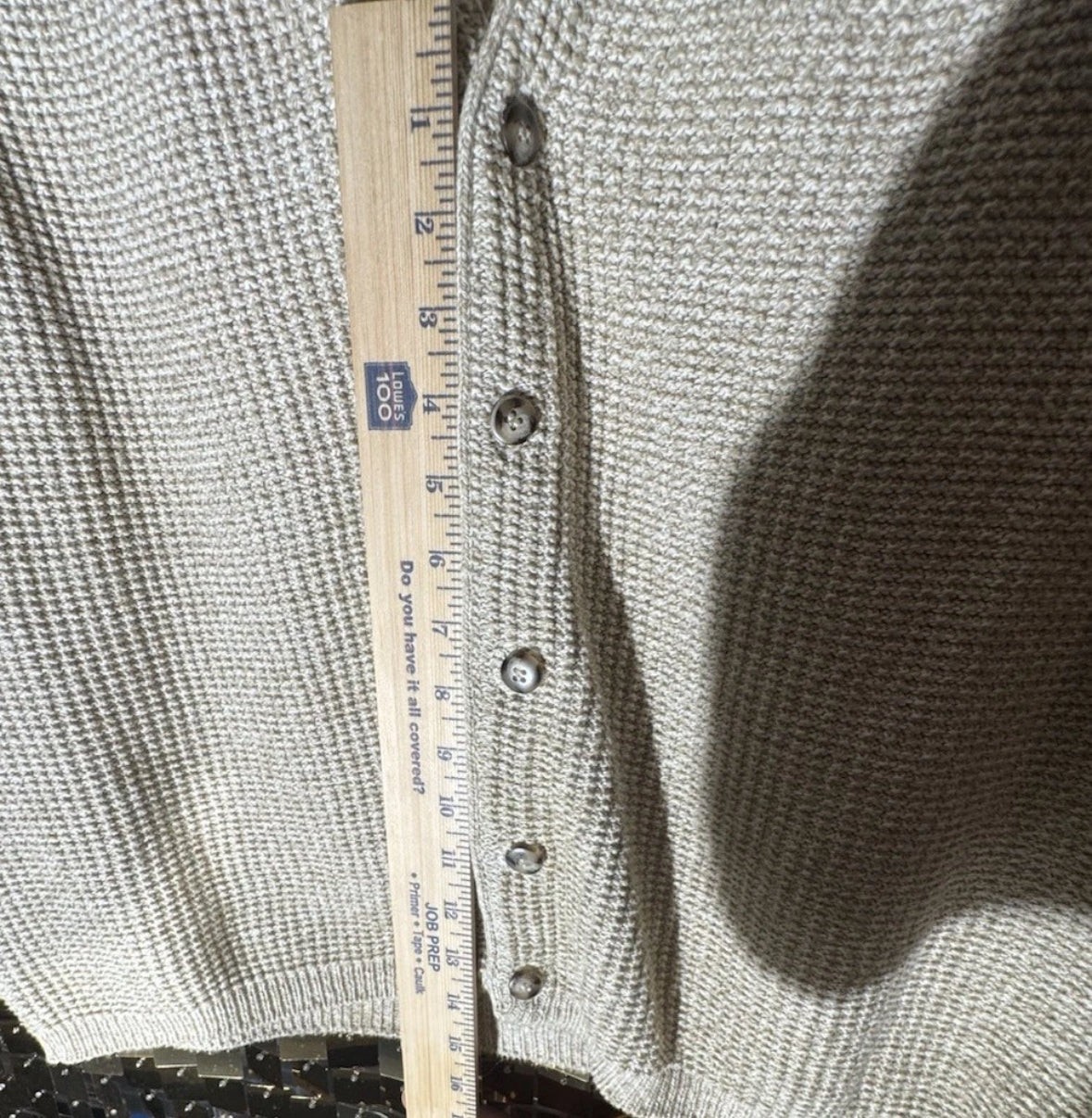 Vtg 90s Eddie Bauer Sweater Vest Cardigan Beige Chunky Knit Made in USA Mens M