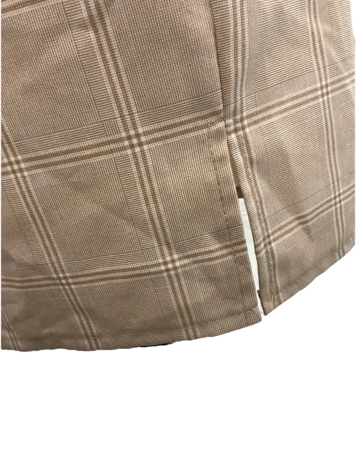 Nasty Gal Beige White Check Plaid Split Hem Mini Skirt Size 2 Back zipper