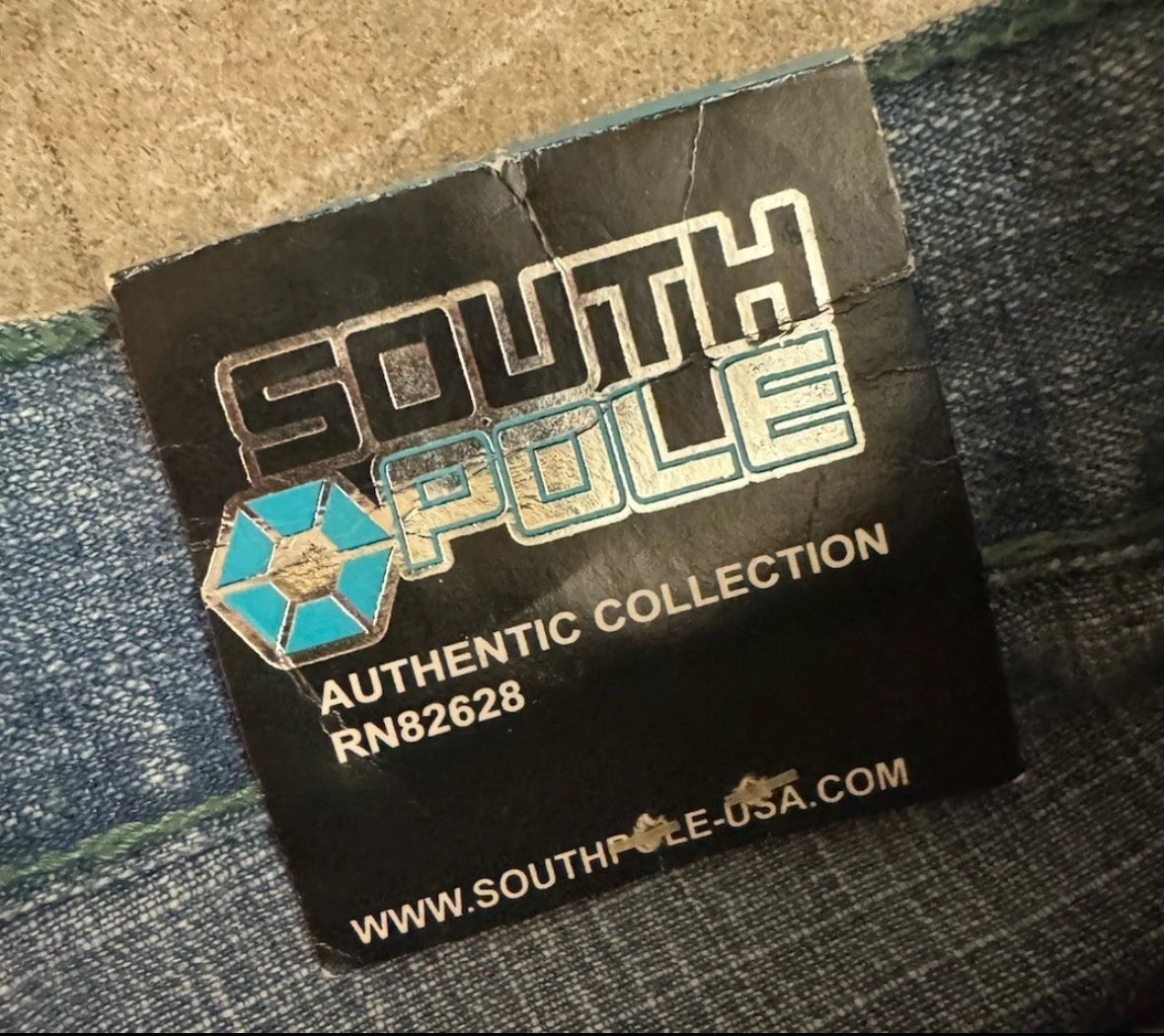 NWT VTG Southpole Men’s Relaxed Denim Shorts Green 36 Green Belt Embroidered