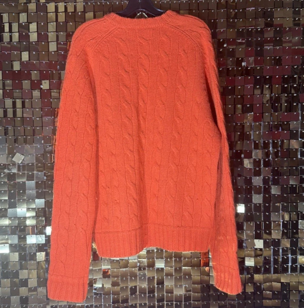 VTG Abercrombie & Fitch Shetland Wool Knit Sweater XL Orange V-Neck Pullover