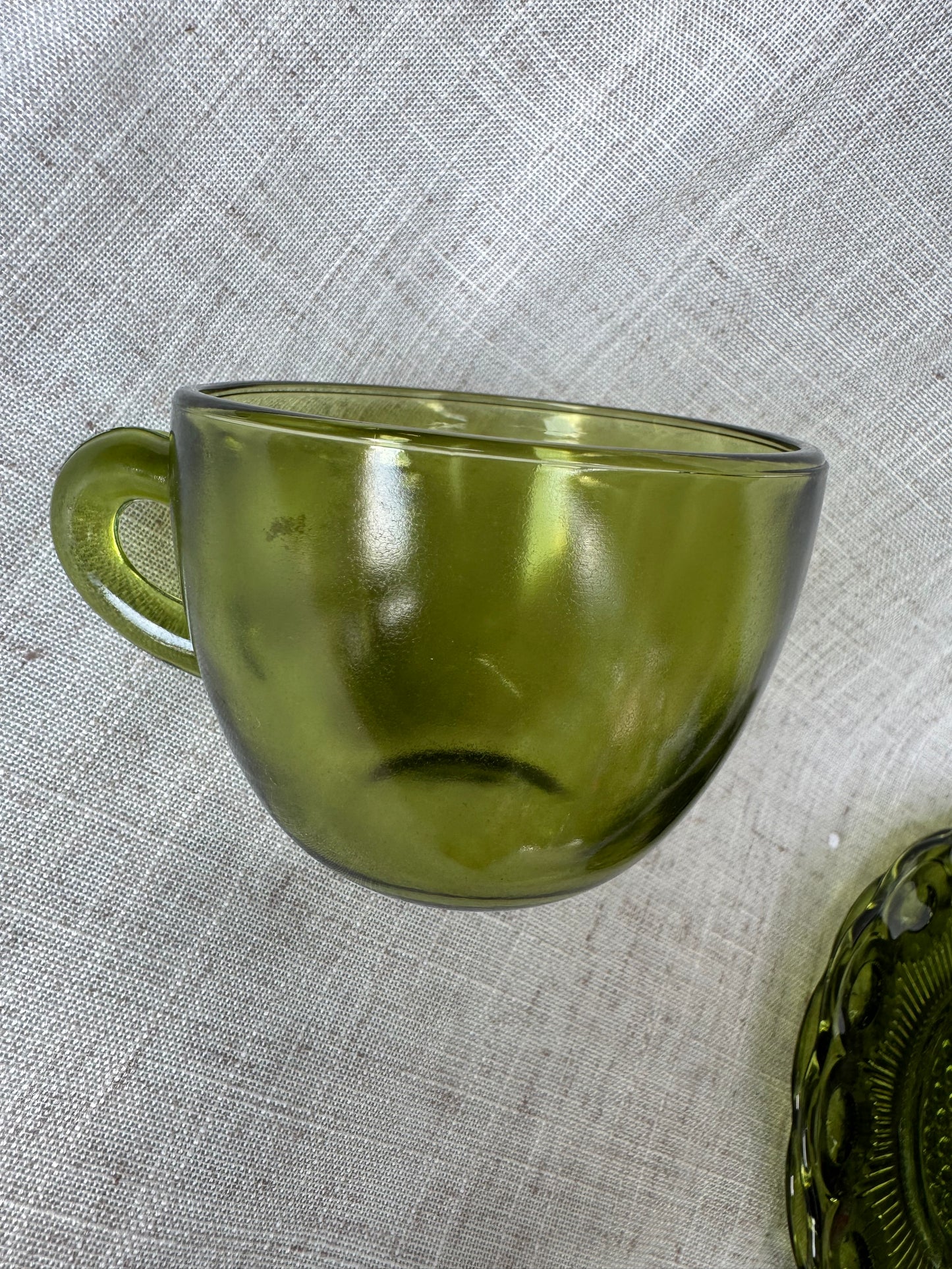 Vintage Green Set of 2 Forest Glassware Indiana Glass Tea Cup Punch Plain 2.5"
