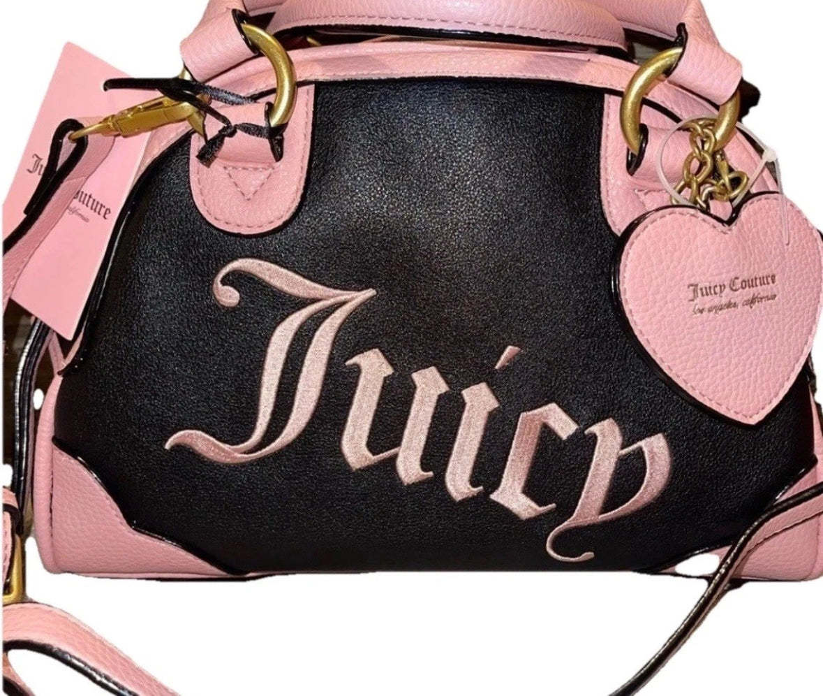 New Viral Juicy Couture Urban Heritage Bowler Bag Faux Leather Liquorice