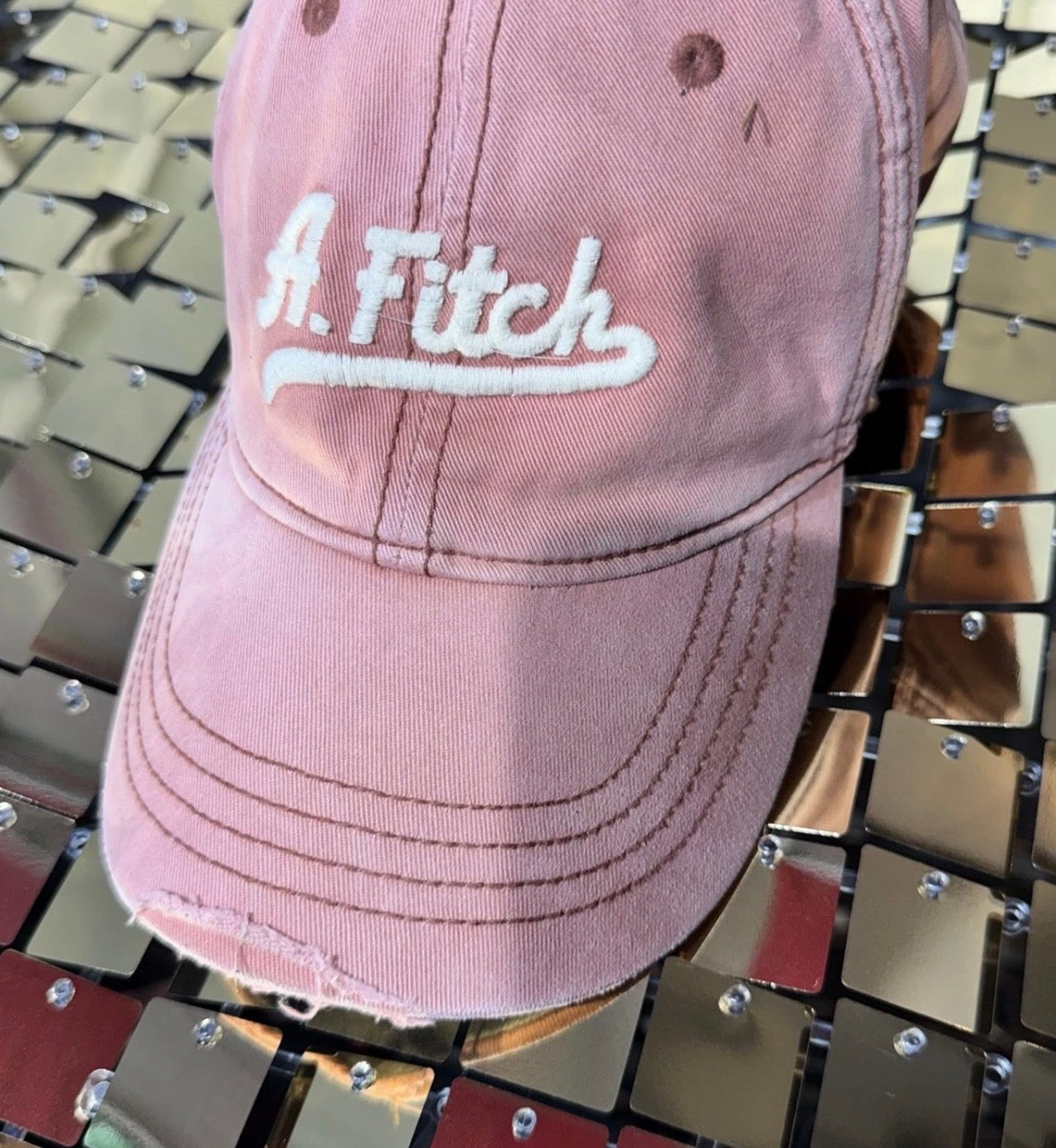 Vintage Y2K Abercrombie & Fitch Hat Fitted Cap Pink Distressed Small/medium