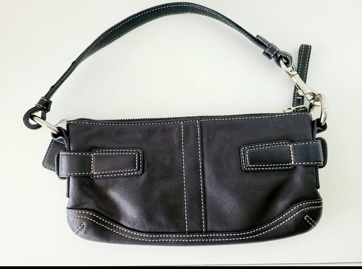 COACH Vintage 3551 Leather Mini Shoulder Bag w/ Strap & Bag Charm RARE Y2K