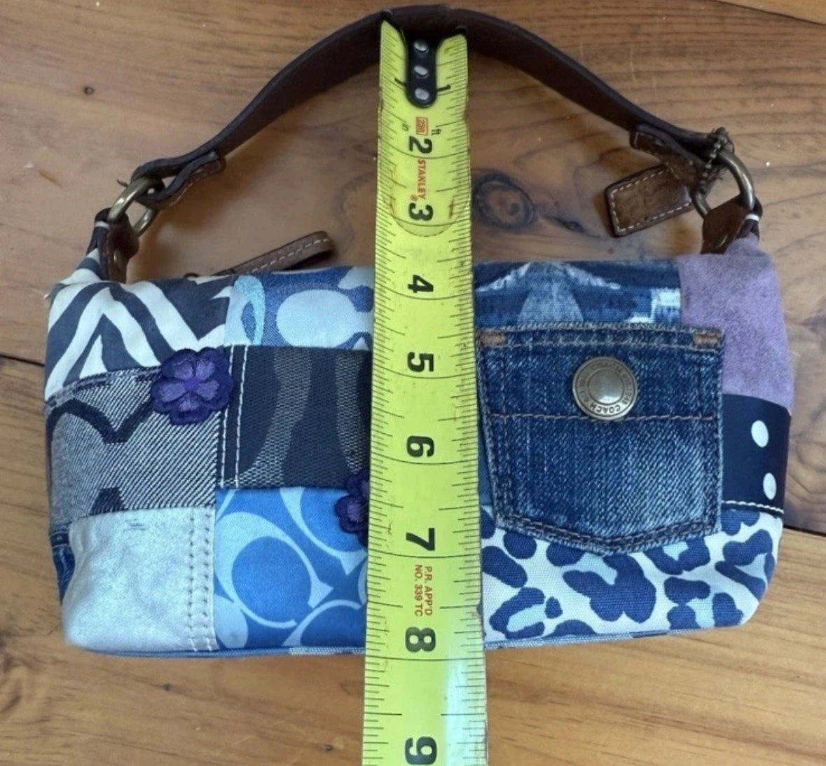 VTG Y2K RARE Coach Patchwork 10813 Denim Mixed Textiles Leather Sm Shoulder Bag