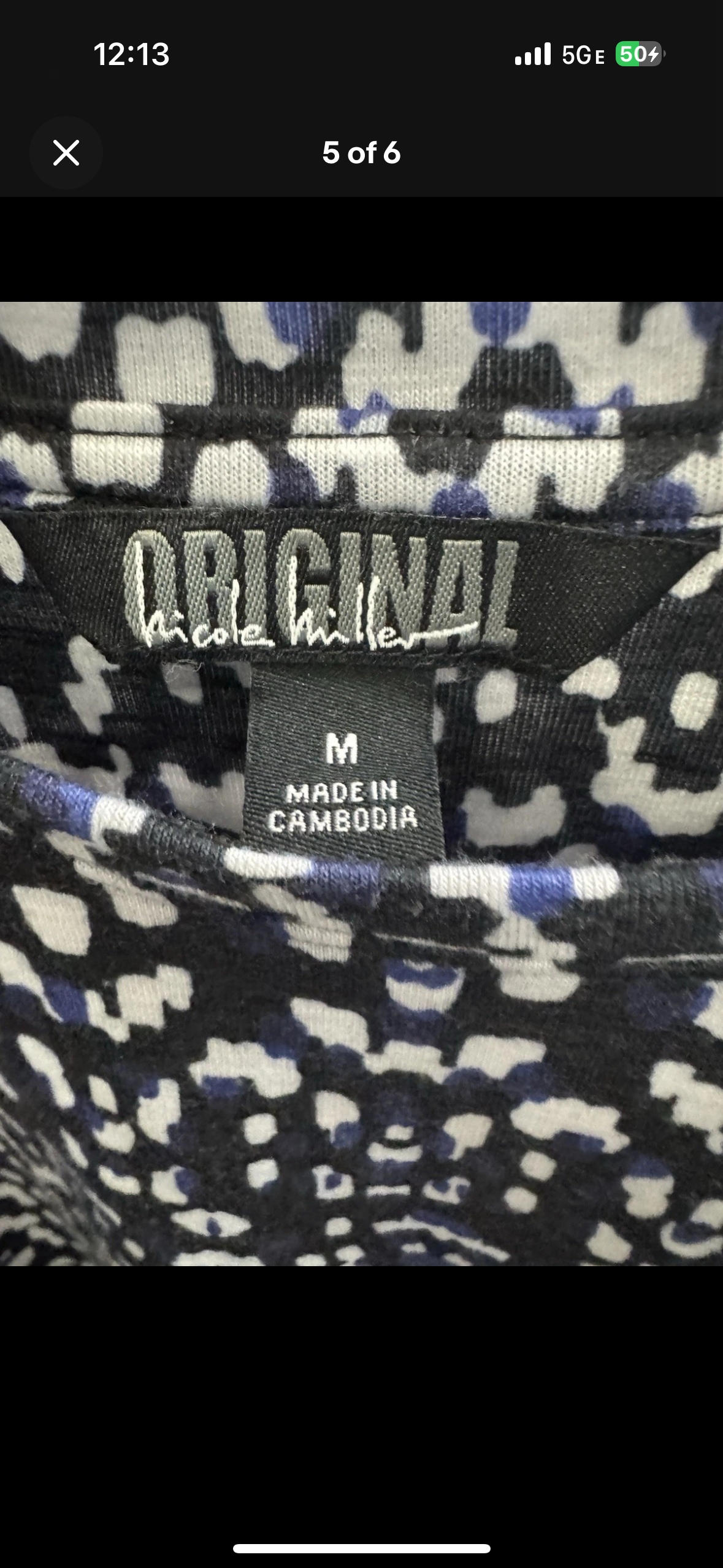 Nicole Miller Original Dress Womens M Black Blue White Speckled Side Knot Tie