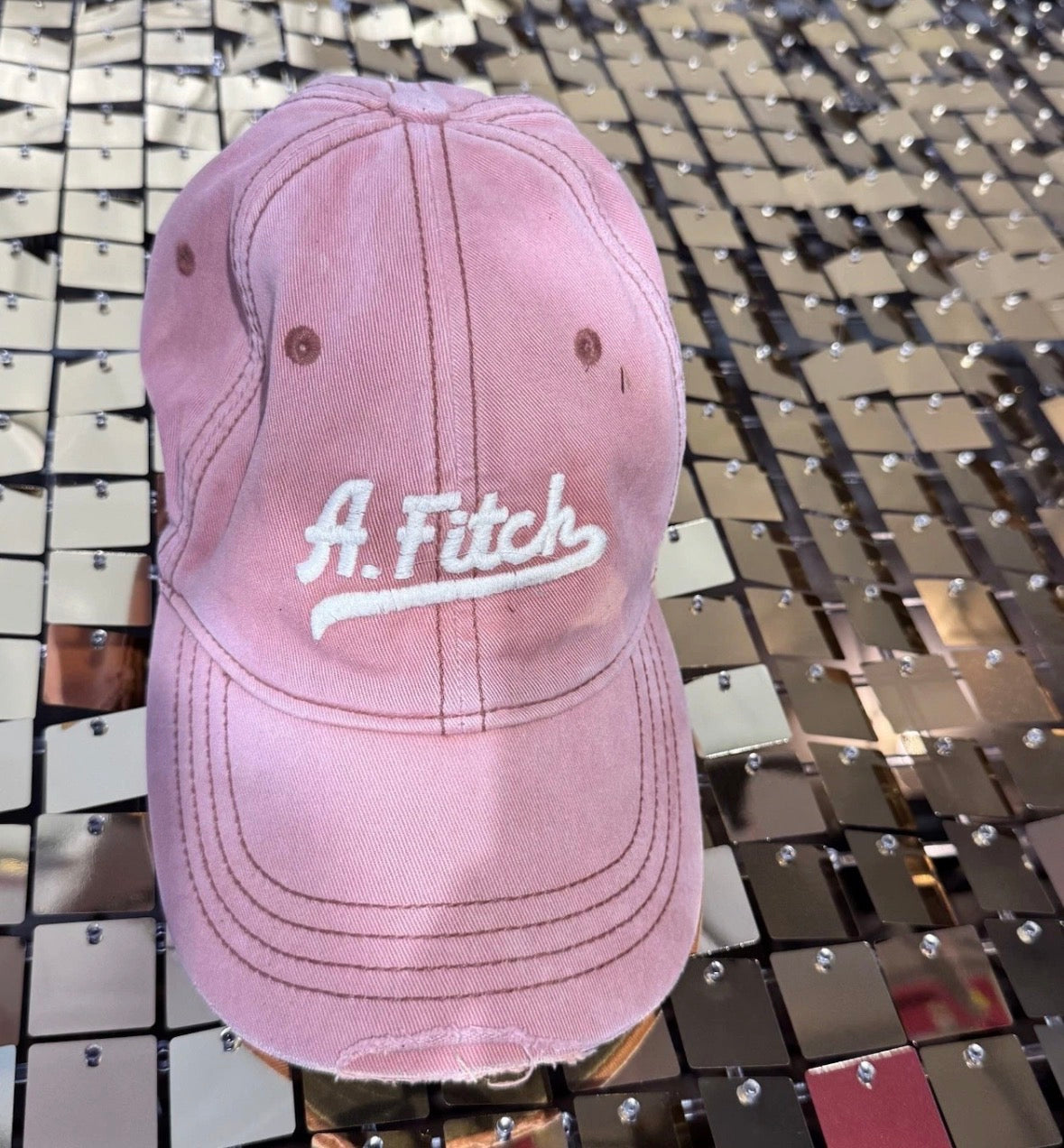 Vintage Y2K Abercrombie & Fitch Hat Fitted Cap Pink Distressed Small/medium