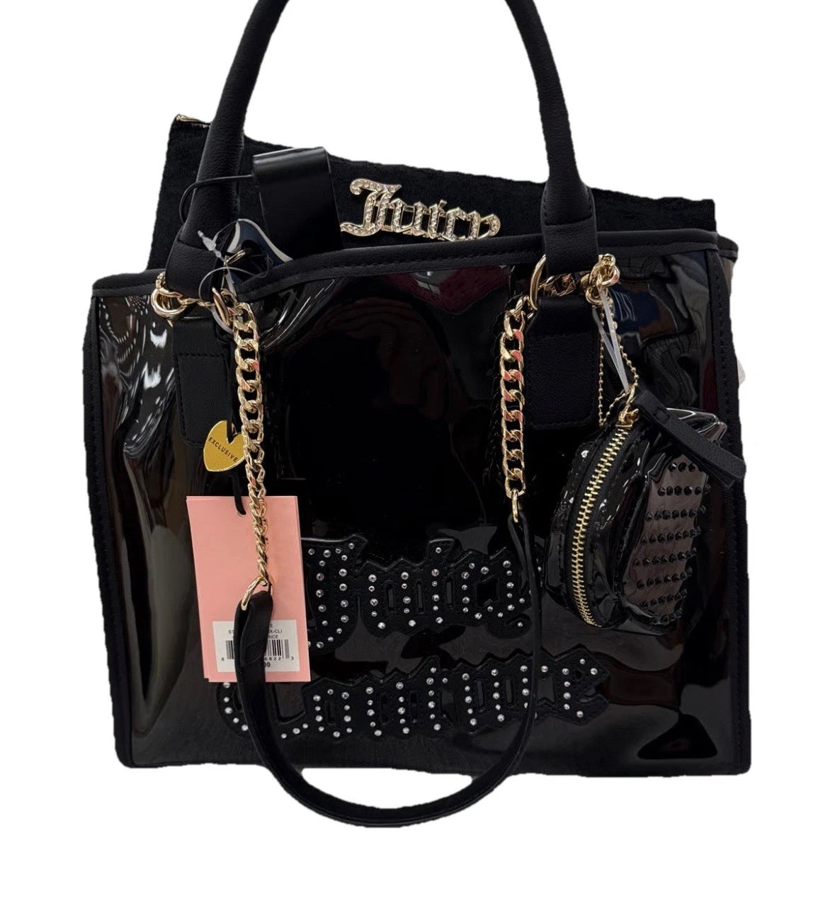JUICY COUTURE SOFT SERVE TOTE COLOR BLACK TRANSPARENT 3 PC SET